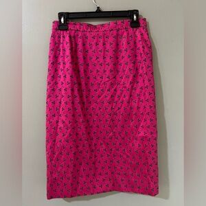 Vintage midi skirt embroidered with pink and green size small EUC